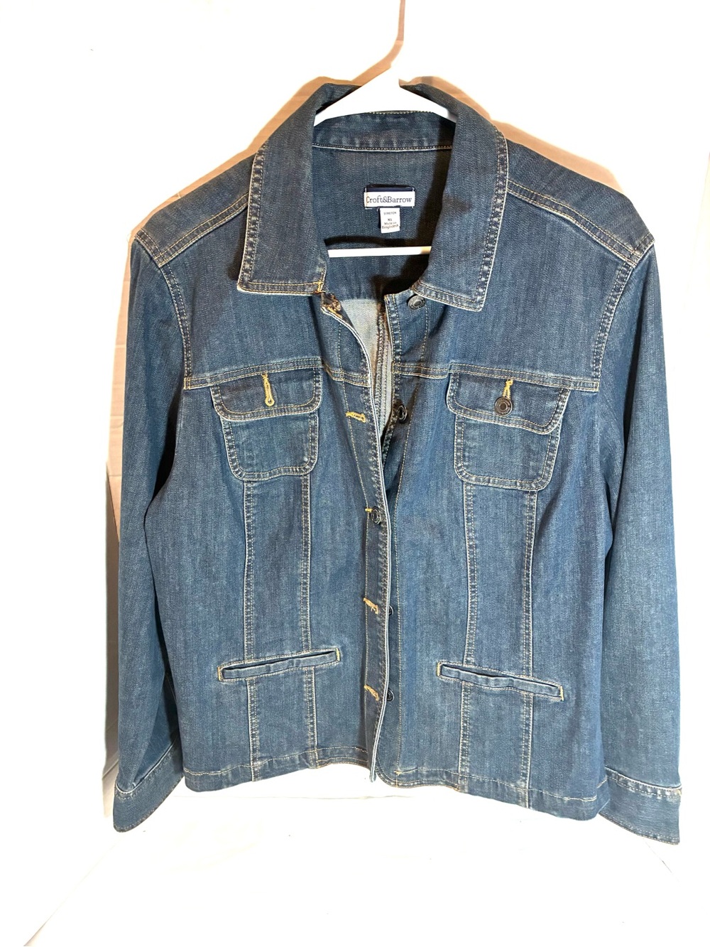 Croft & Barrow Women’s Denim Jean Jacket Medium Wash Button Front Size XL